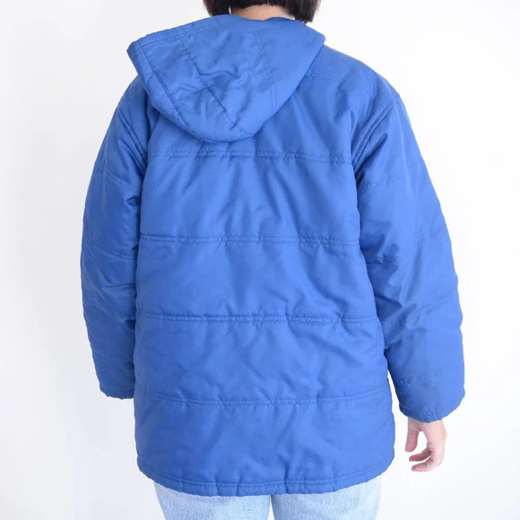 Vintage Nike Y2K Blue Kansas Jayhawks University Zip Up Puffer Hood Jacket M - Picture 3 of 13